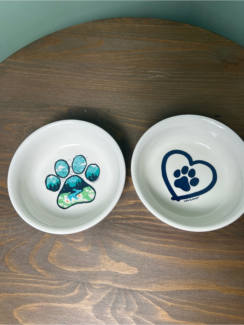 Life Is Good Ceramic Pet Food Water Bowl Set 6” Cat Dog Outdoors Gorpcore - Picture 4 of 13